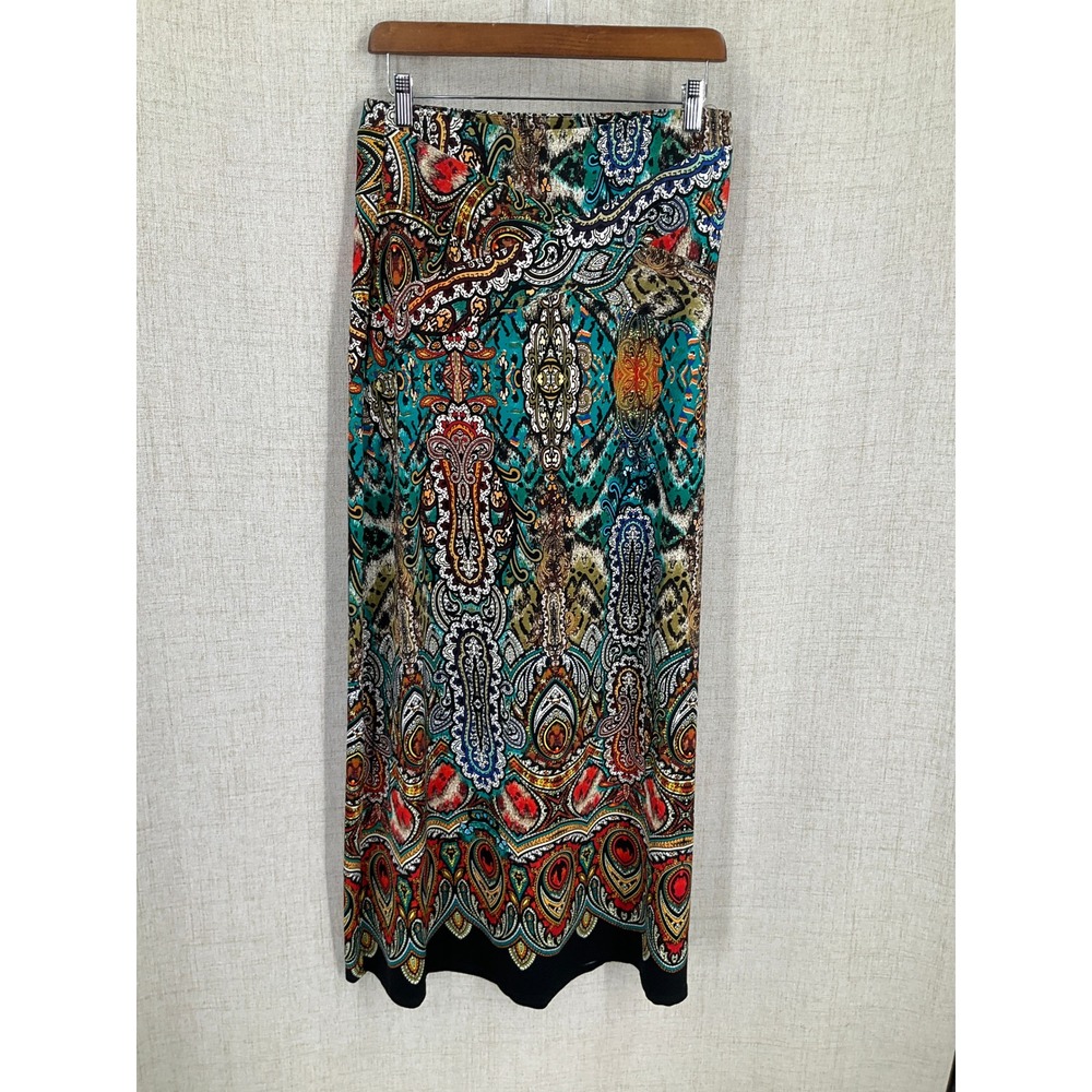 ECI New York Maxi Skirt Womens M Multicolor Paisley Boho Gypsy Classic Hippie